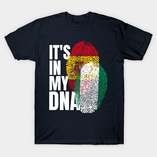 Nigerian And Spaniard Mix Heritage DNA Flag T-Shirt by Just Rep It!!